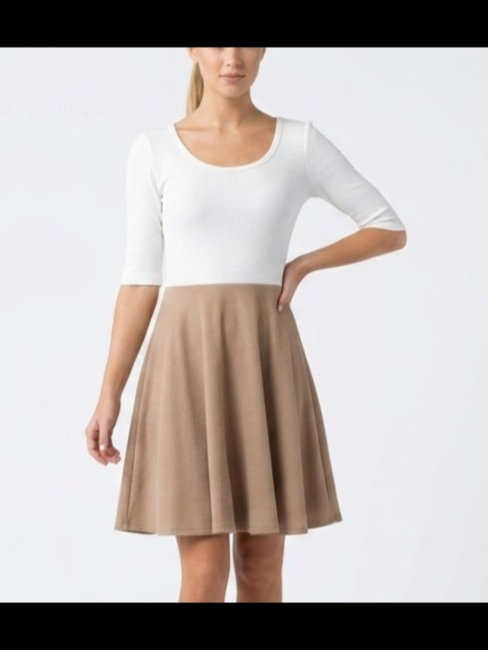 Lularoe White Beige Dress Size XS Casual Feminine Preppy Summer Colorblock